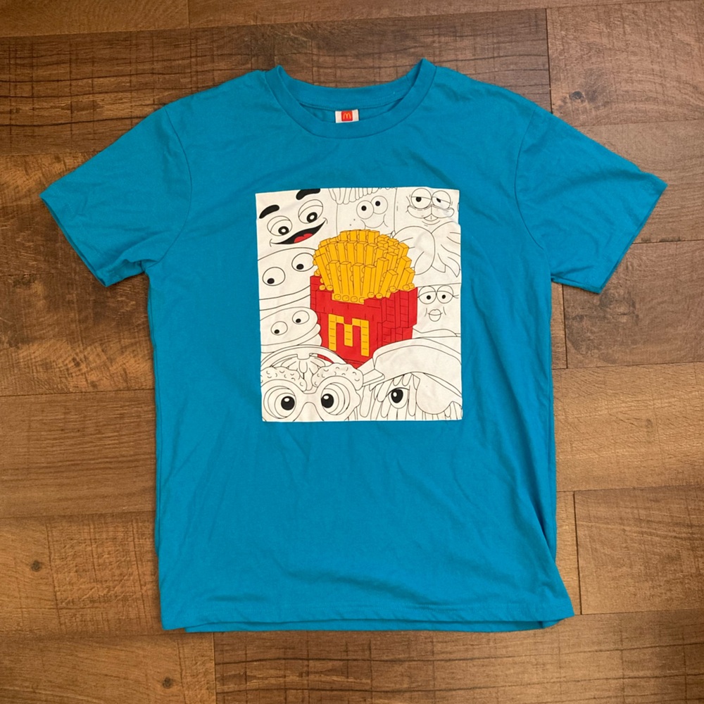 McDonald's Novelty Teal T-Shirt French Fry Graphic Collectible Unisex Size L